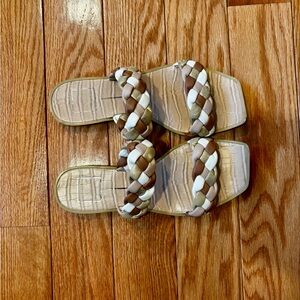 Braided Slide Sandals in Neutral Tones